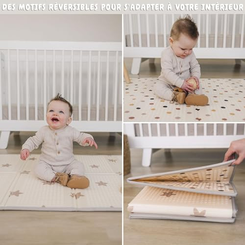 Tapis D'éveil Bébé Blissful Diary Avec Arche Amovible - 6 Jouets Sensoriels - Développement Moteur Progressif - Cadeau Naissance Garçon/fille - Beige
