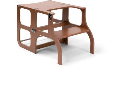 Ette Tete Step \'n Sit - Leertoren - Mocha Mousse met zilver clips - Inklapbaar tot tafel en stoel - Learning Tower - Montessori inspired - Keukentrap - Keukenhulp - Leerstoel - Veilig -Duurzaam