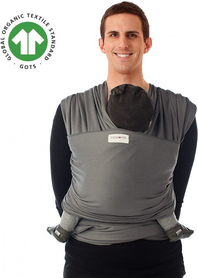 Écharpe de portage coton bio Tricot-Slen Organic GRIS Babylonia
