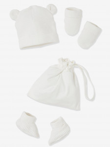 Ensemble bonnet « ourson », snood et moufles argile Vertbaudet | La Redoute