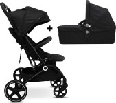Deryan Evy V2 Passeggino Duo Espandibile – Include Sedile Extra, Freno A Pedale, Ruote Grandi, Colore Nero