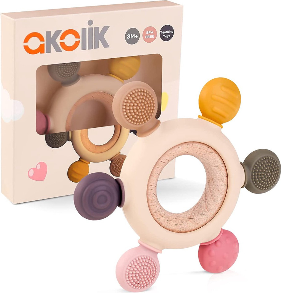 Anneaux De Dentition Pour Bébé – Lot De 4 En Silicone PP Sans BPA – Avec Brosse à Paille – Pour Enfants Dès 3 Mois