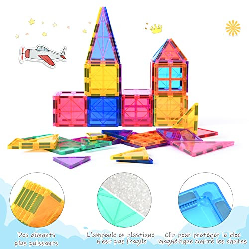 Katiago 100 Pièces – Tuiles Magnétiques De Construction – Jouet STEM éducatif Dès 3 Ans