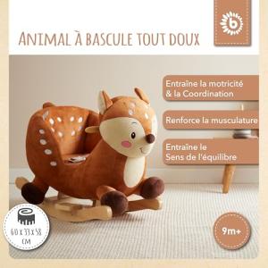 Bieco – Licorne à Bascule En Peluche, Jouet D'équilibre Pour Bébé Dès 9 Mois, Bois Massif, Ceinture Sécurité